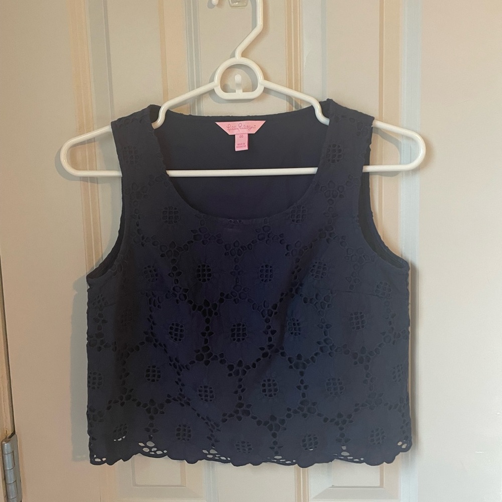 Lilly Pulitzer Lux Lace Crop Tank in True Navy 00